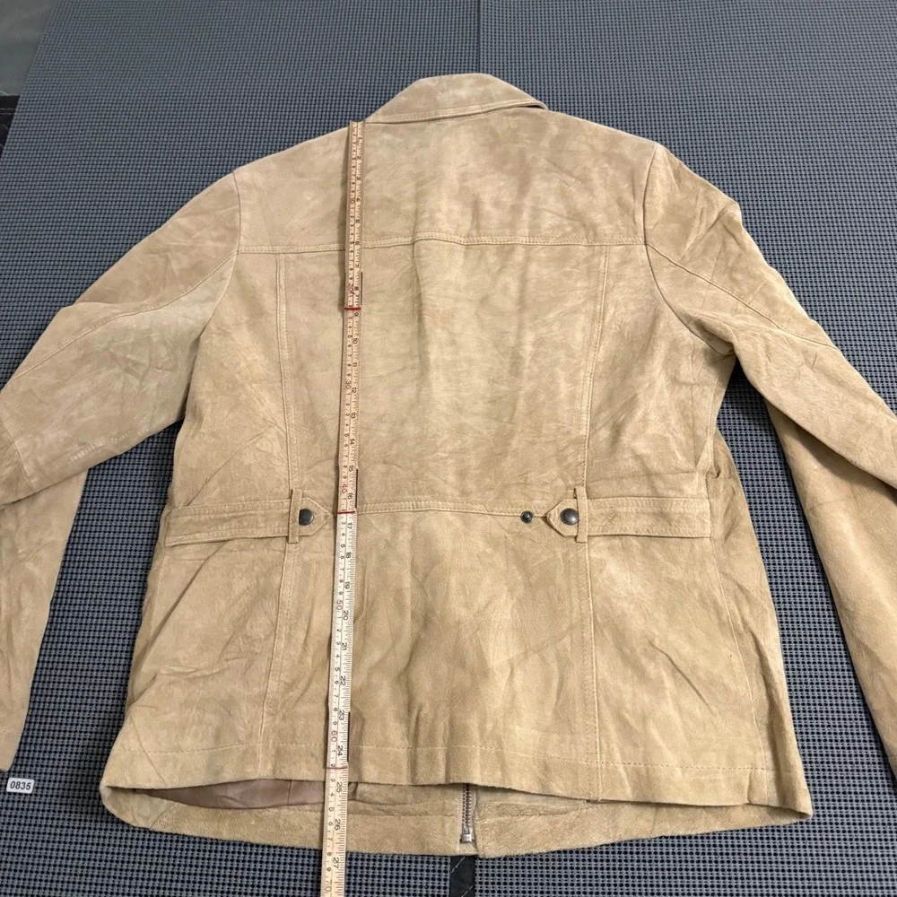 Eddie Bauer Seattle Suede Jacket Mens Large Tan Washable Leather Full Zip Coat